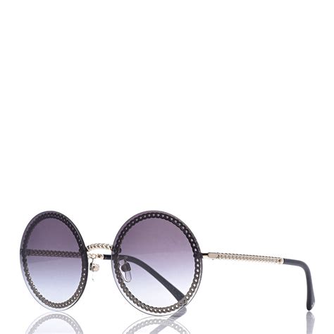 chanel circle sunglasses|Chanel round sunglasses with chain.